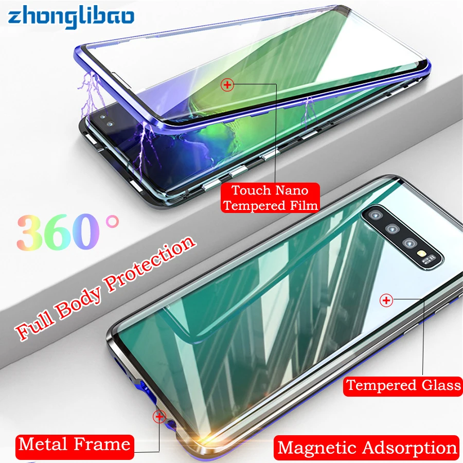Роскошный Магнитный адсорбционный металлический чехол для Samsung S10 5G S9 S8 Plus Note 9 8 S10e