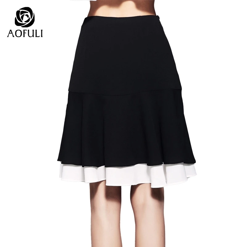 Размеры s/M юбки в стиле ретро с контрастным разрезом и оборками летние