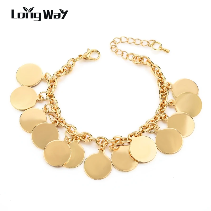 

LongWay Gold Color Chain & Link Bracelet & Bangle Lover bracelet For Women Couple Wedding & Engagement Jewelry SBR160323