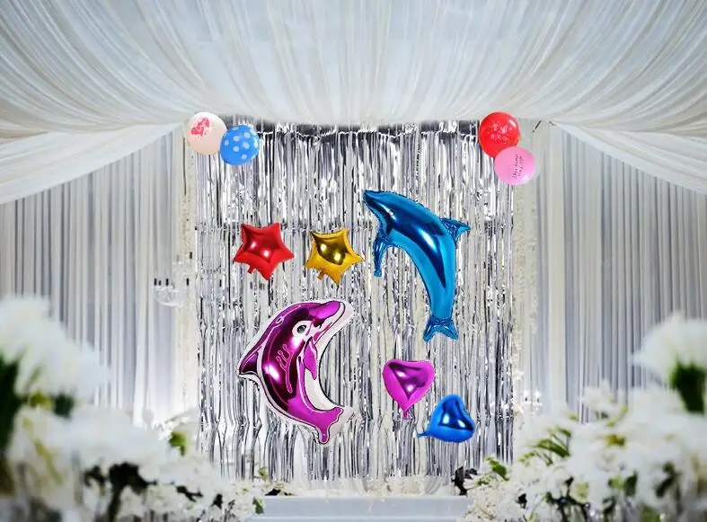 festival supplies 1*3meter metallic foil room table door window curtain for Party Decoration gift craft DIY background favor Wh | Дом и сад