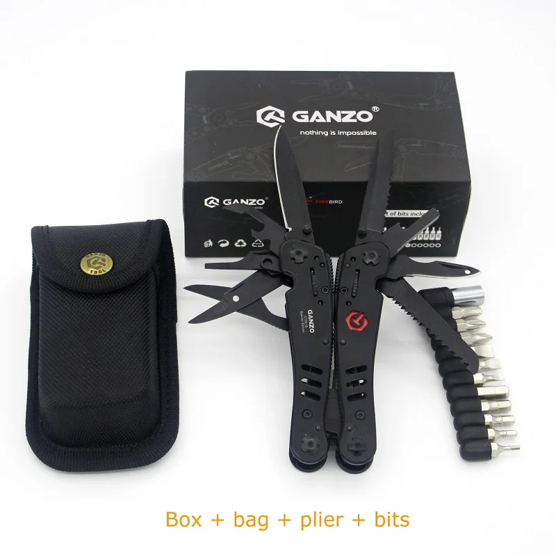 Ganzo G302B мульти инструменты складной нож Открытый Кемпинг Мультитул G302 складной нож комплект EDC Мини Ножницы отвертка Биты - Цвет: GANZO 302B