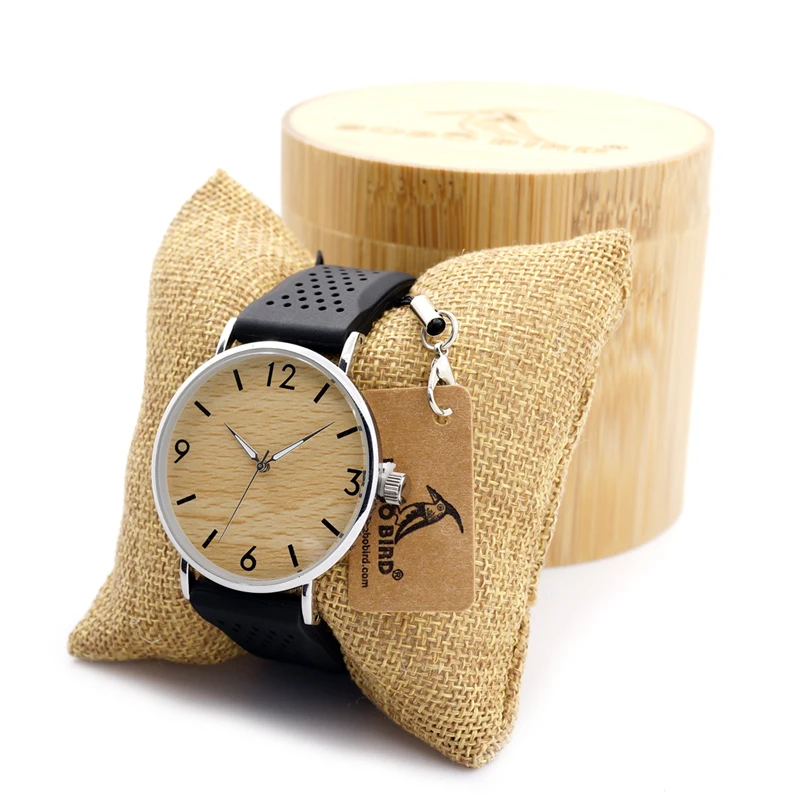 BOBO BIRD Fashion Casual Quartz Wooden Wristwatch For Men And Women Wood Watches Soft Silcone Band Relogio Masculino Feminino | Наручные