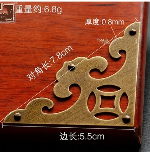 Угловые скобы для мебели Угловое украшение Медный ювелирный уголок антикварная