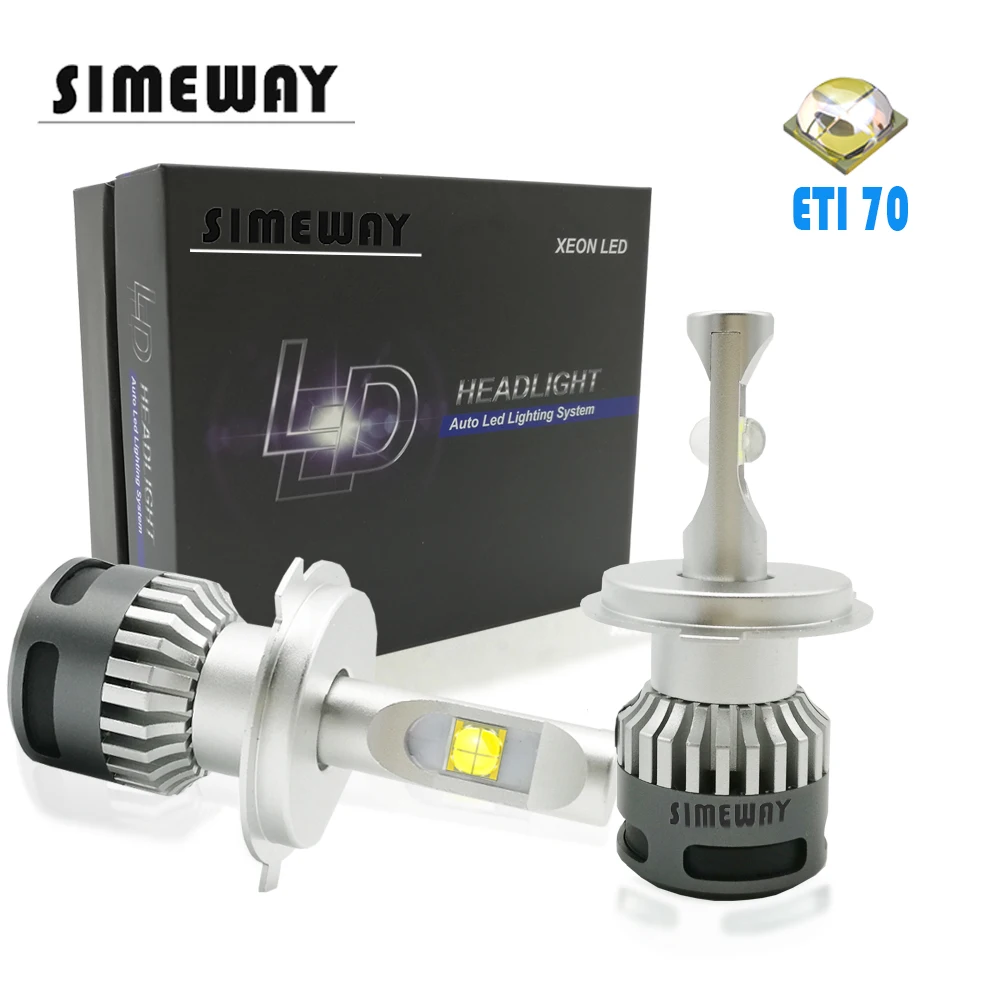 Turbo H4 светодиодный фонарь для автомобиля H7 H11 H8 H9 D2S 9005 HIR2 9007 D1S лампа 100 Вт 12000lm ETI70