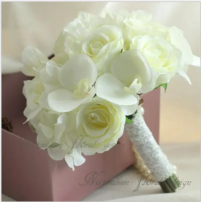 

New DIY bouquet white rose flowers wedding bridal bouquet bride holding flower artificial flower bride bouquet for wedding party