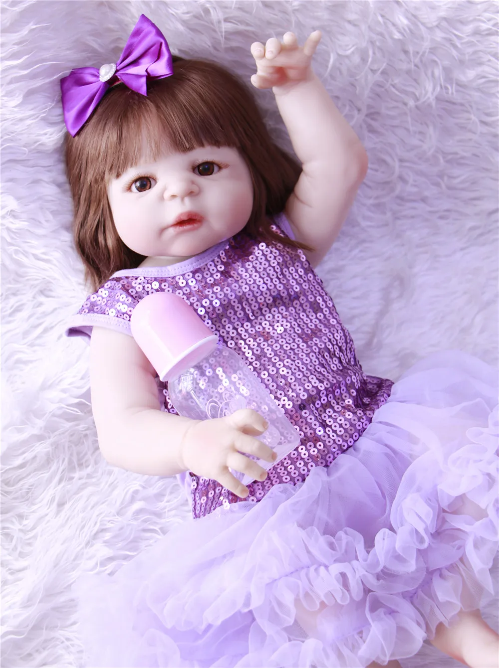 Adorable NPK 55CM Reborn Doll Handmade Full Silicone Bebes girl Boneca In Cute Clothes body fake baby dolls | Игрушки и хобби