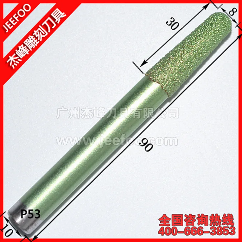 

P53-10 * 8*30 мм V Форма CNC Камень Гравировальный фрезерный бит, новая Алмазная Концевая фреза для CNC 3d рельеф чернового фрезерования