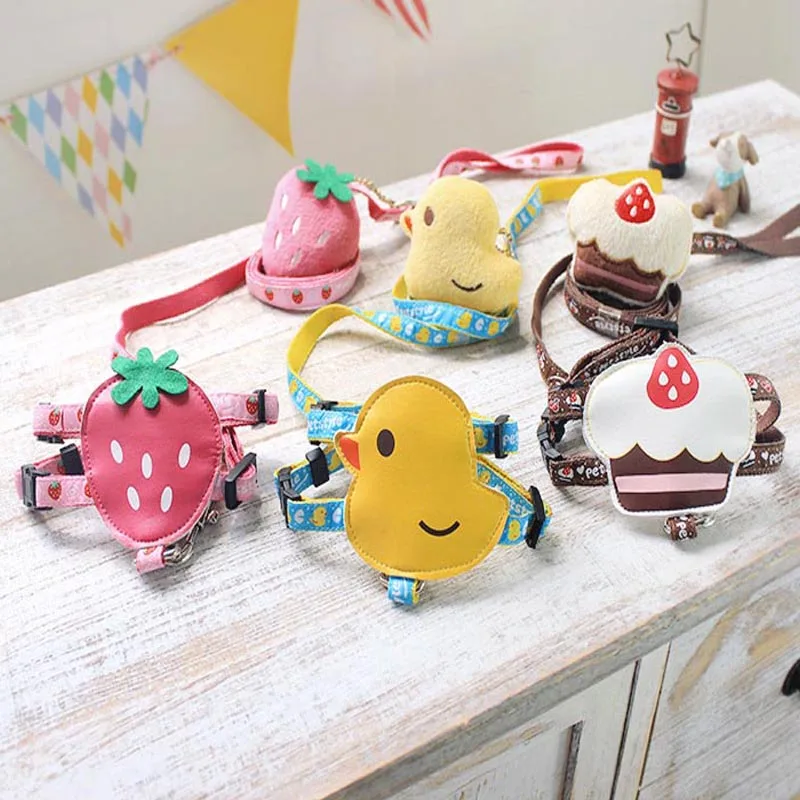 Милая мультяшная маленькая собака кошка кожаная шлейка жилет и поводок Собака