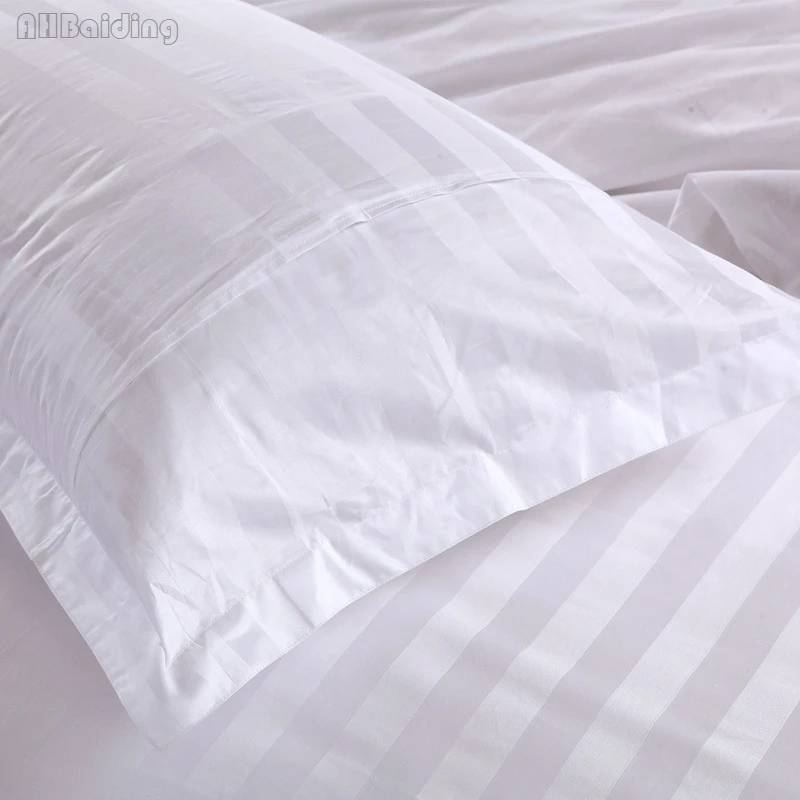 100% атласный Хлопковый чехол для подушки в полоску 3 см чистый белый квадратный