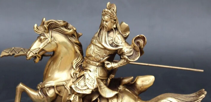 SCY 003010 10 &quotКитайская бронзовая лошадь Guan Gong Yu Warrior God Guangong статуя ножа (A0414) | Дом и