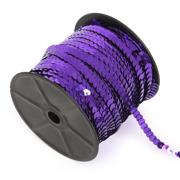Purple Высокое качество(100 ярдов/рулон) 6 мм Свободные круглые Плоские Блестки шитье на обшивке для одежды аксессуары DIY ремесло художественное украшение - Цвет: Purple