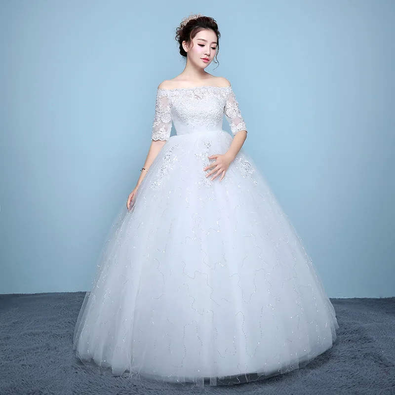 Белое Свадебное Платье Vestidos De Noiva новое поступление кружевное бальное платье принцессы с вырезом лодочкой на шнуровке для беременных