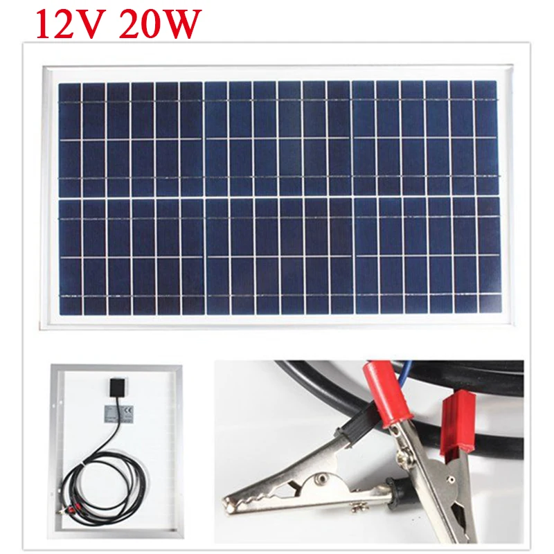 

12V 20W 466mm x 357mm x 23mm Polycrystalline Solar Panel With 3M Cable