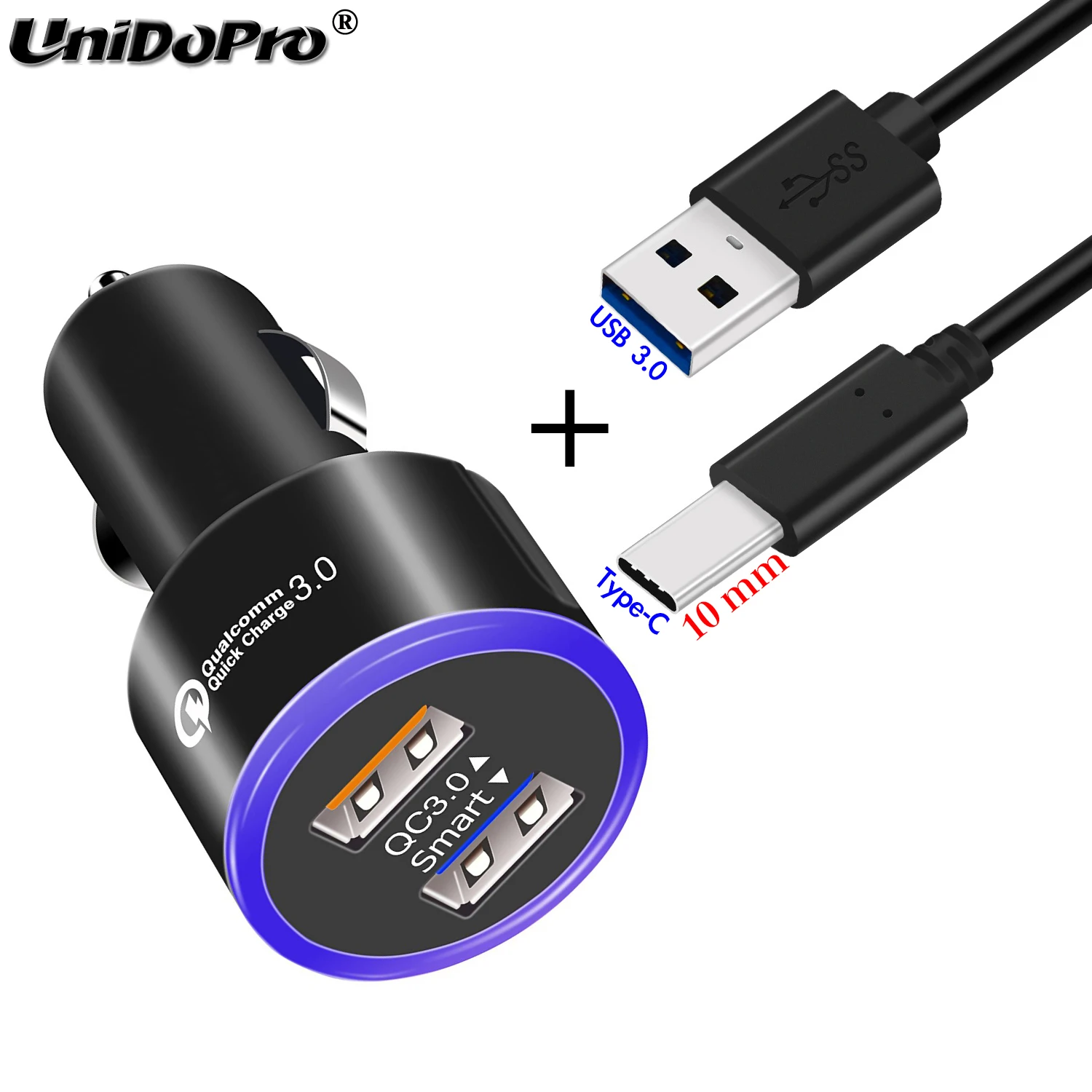 QC 3 0 быстрое автомобильное зарядное устройство + фута (10 мм) кабель типа C для AGM