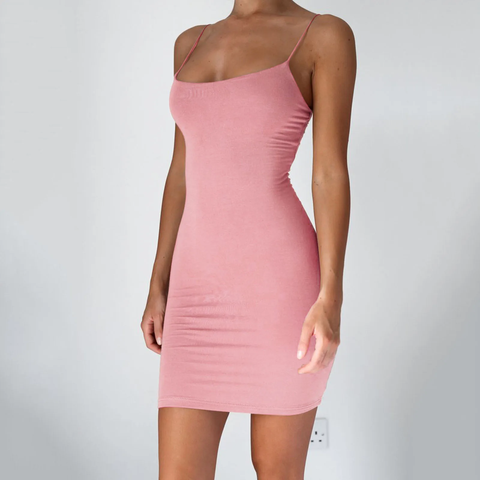 Новое летнее женское сексуальное облегающее Короткое мини платье на бретельках