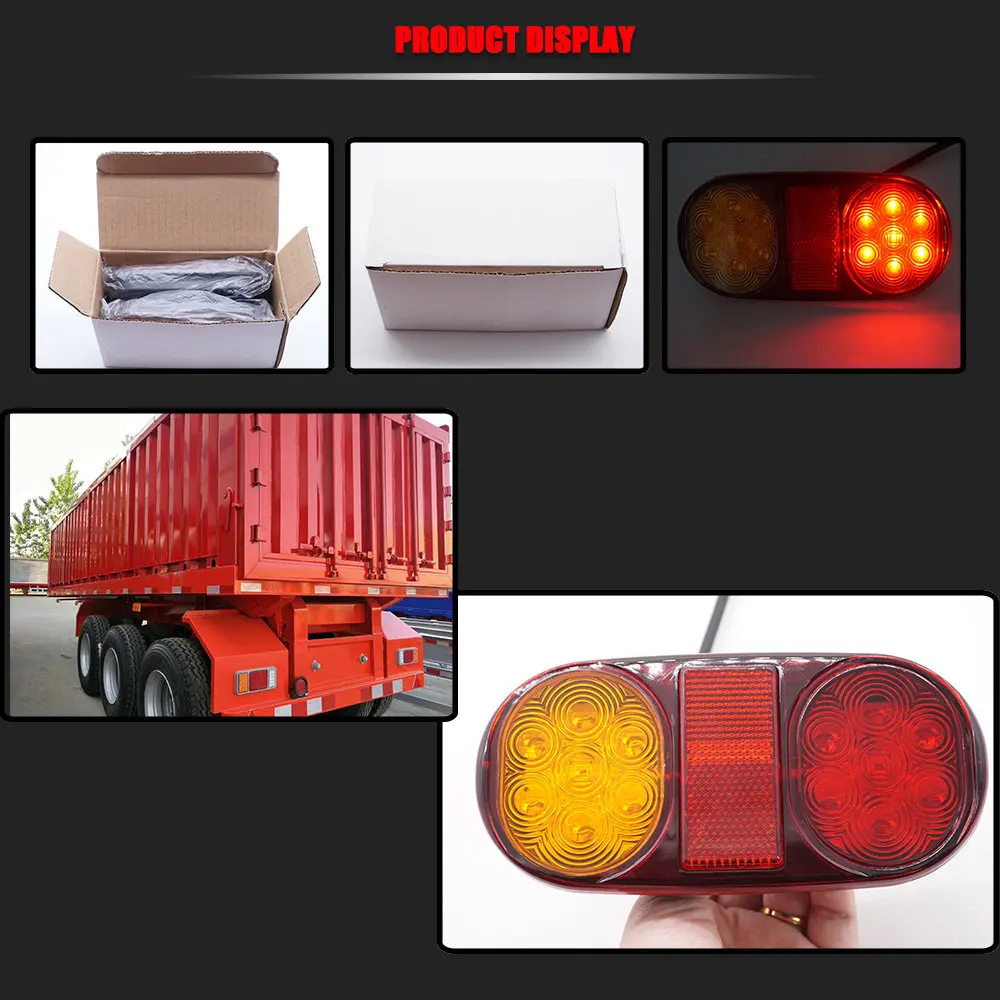 New 2PCS 24V 14LEDS Truck Trailer Waterproof LED Tail Light Reversing Running Brake Turn Lights Stop Indicator Lamp Yellow Red