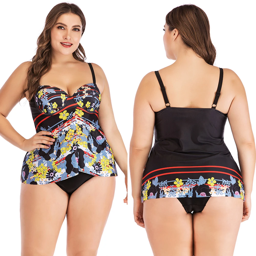 Женский купальник бикини из двух частей купальный костюм размера плюс комплект