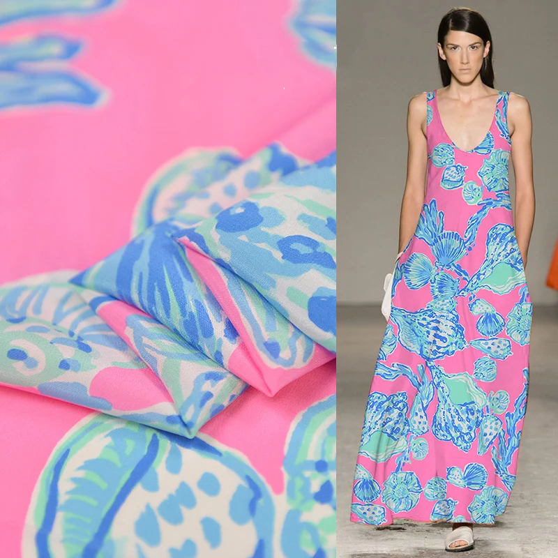 Граффити акварель 100% шелк креп ткань с принтом нежелезная платье модная