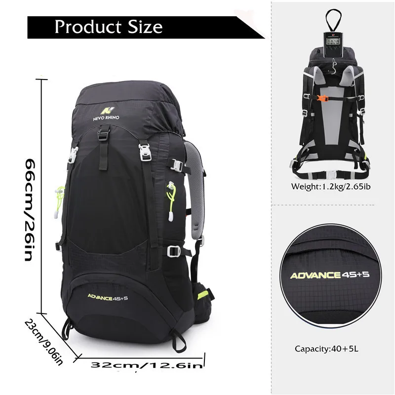 50L NEVO RHINO, водонепроницаемый мужской рюкзак, унисекс, дорожная сумка, походный, для альпинизма, альпинизма, кемпинга, рюкзак для мужчин