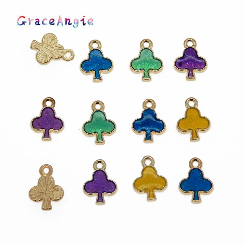 GraceAngie 16 шт смешанные цвета эмалевые подвески-кулоны милая форма дерева ожерелье