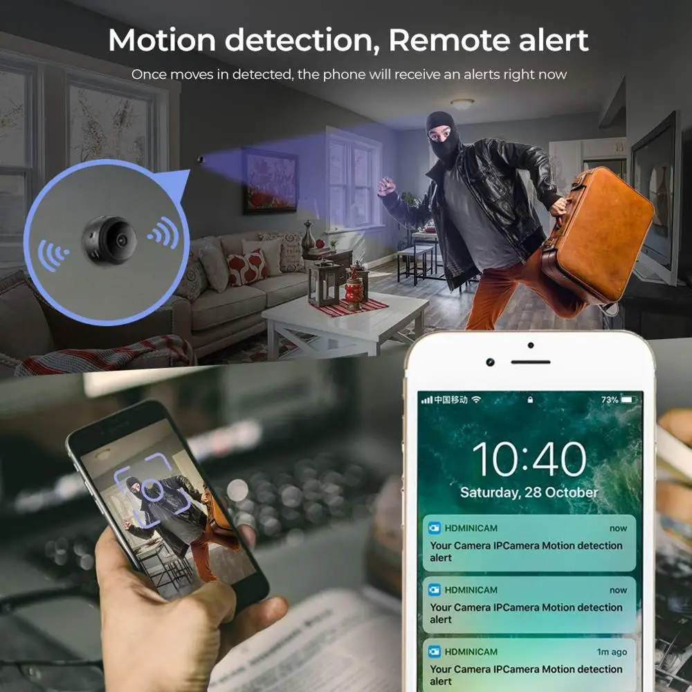Wi Fi камера 1080P Беспроводная портативная безопасности магнитная маленькая