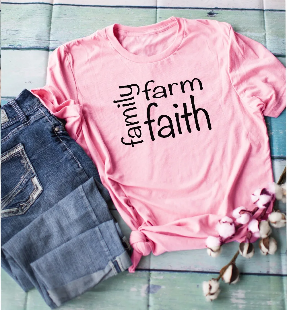 Faith Family Farm T-shirt Farmhouse Christian women fashion grunge tumblr camiseta rosa feminina mother gift girl tees quote top