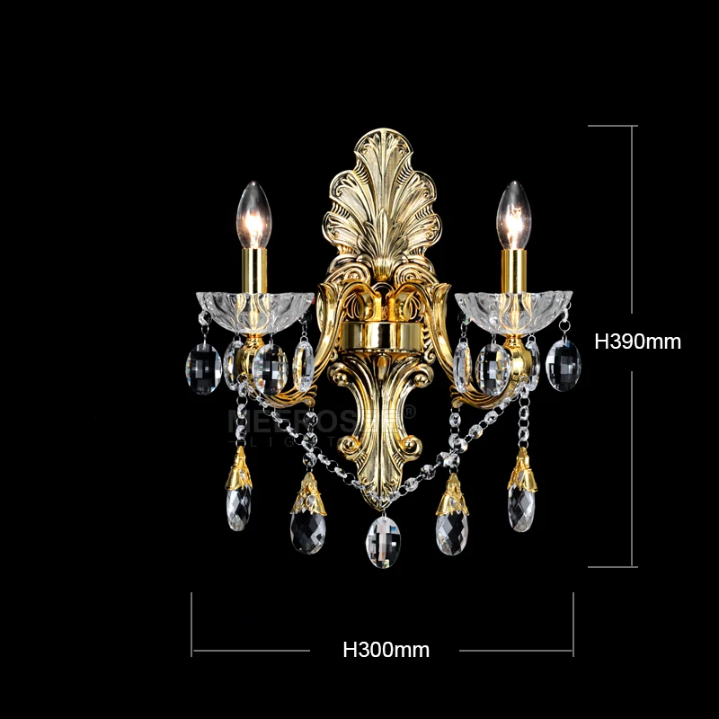 Классический Золотой Хрустальный настенный светильник бра хрустальный 2 рычага