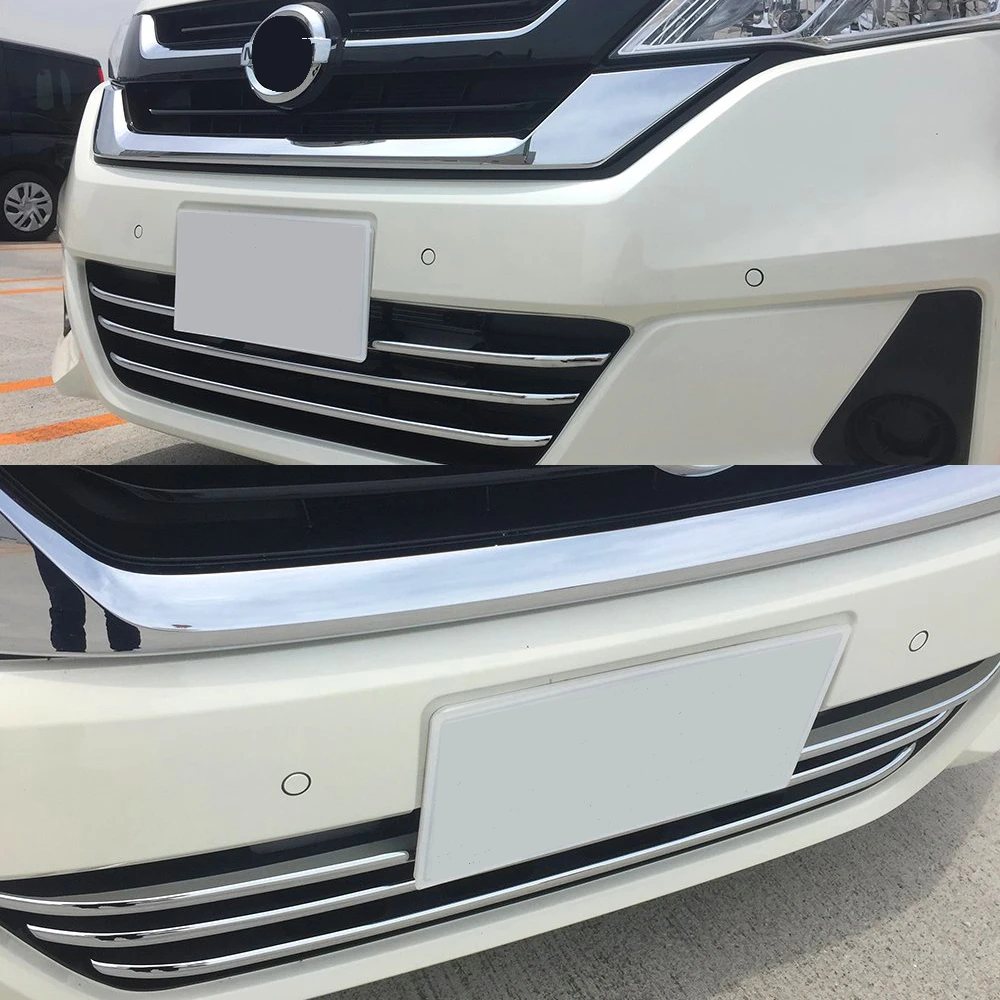 

JY 3PCS SUS304 Stainless Steel Bumper Grille Molding Trim Car Styling Accessories For NISSAN SERENA C27 2016 on