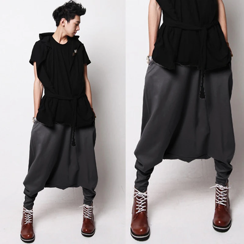 2016 повседневные свободные штаны с заниженным шаговым швом завязками для танцев в