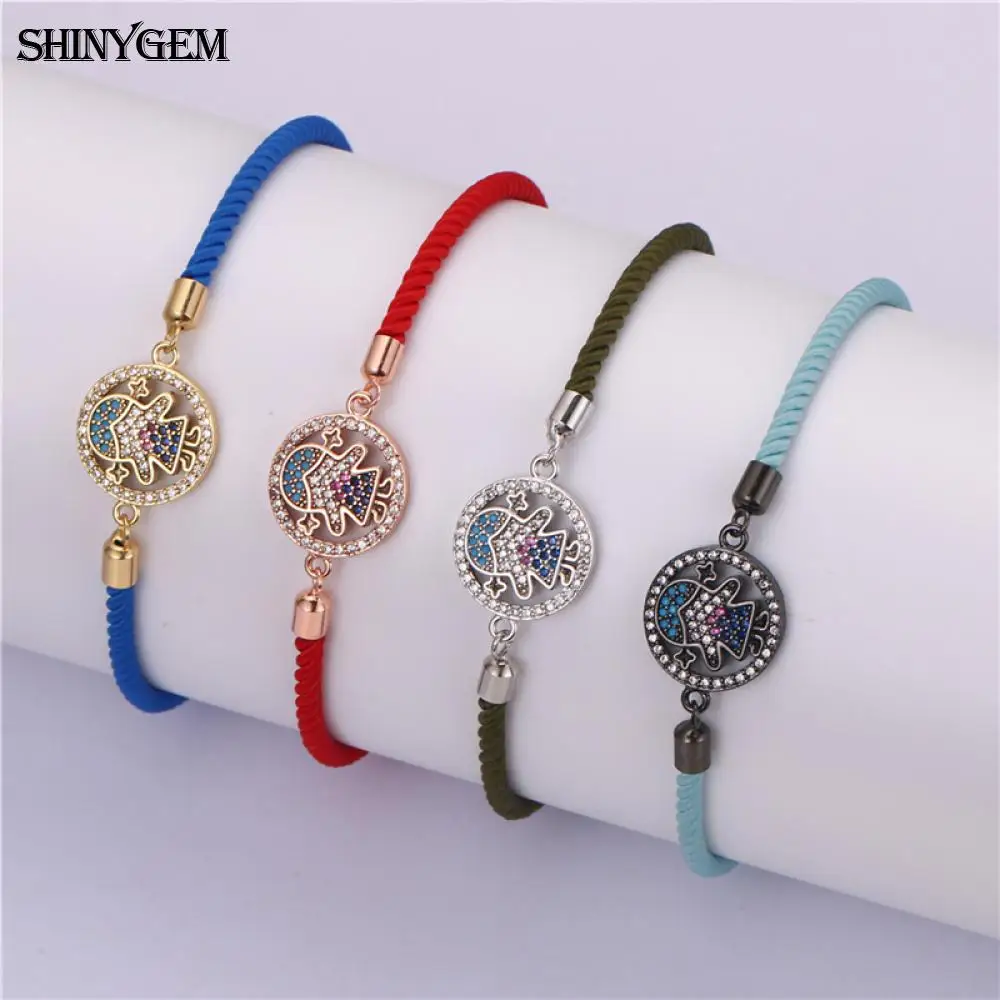 Женский браслет ShinyGem милый с микро цирконием регулируемый ручной работы из