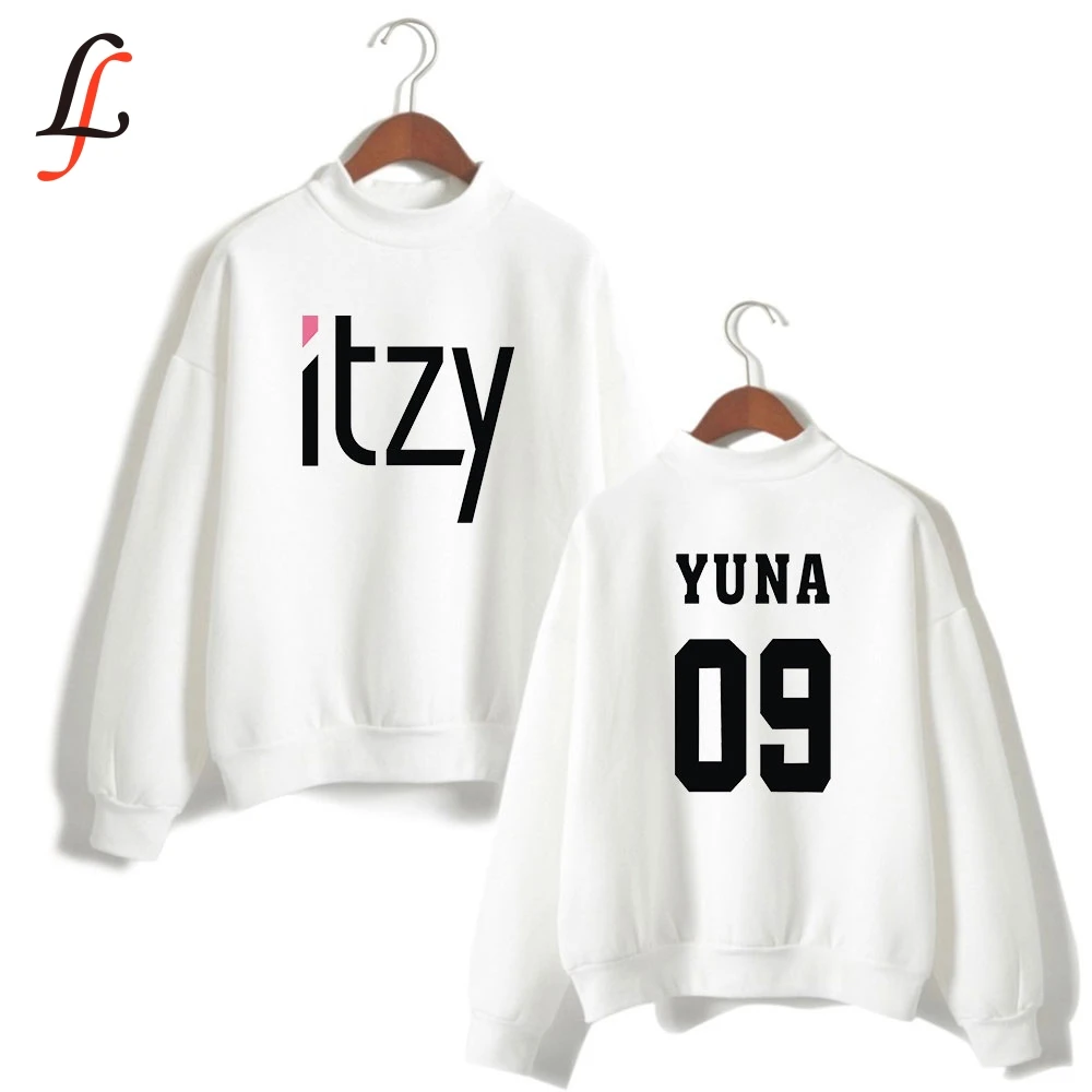 Itzy с буквенным принтом harajuku водолазки Толстовки Kpop Женская одежда оверсайз