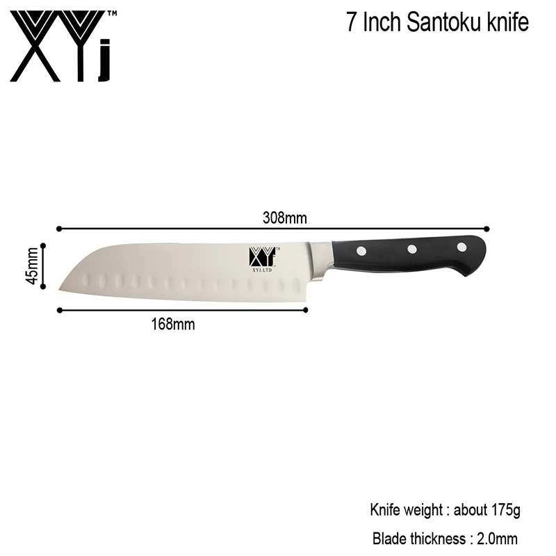 XYj, полный набор кухонных ножей Santoku для нарезки хлеба, шеф-повара, набор кухонных ножей из нержавеющей стали, инструменты для приготовления овощей и мяса - Цвет: Santoku