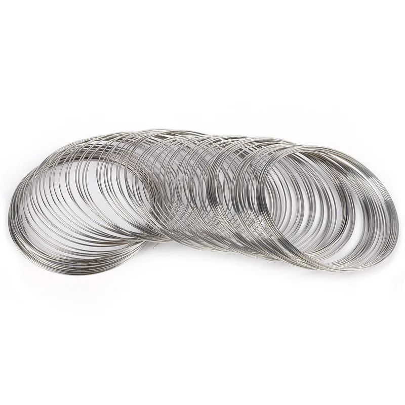 Rhodium Dia 6cm 100 шт Высокое качество толщина 0,6 мм/диаметр 6 см проволока браслет кольцо памяти бисер стальная проволока для DIY браслет ювелирных изделий - Окраска металла: Rhodium Dia 6cm