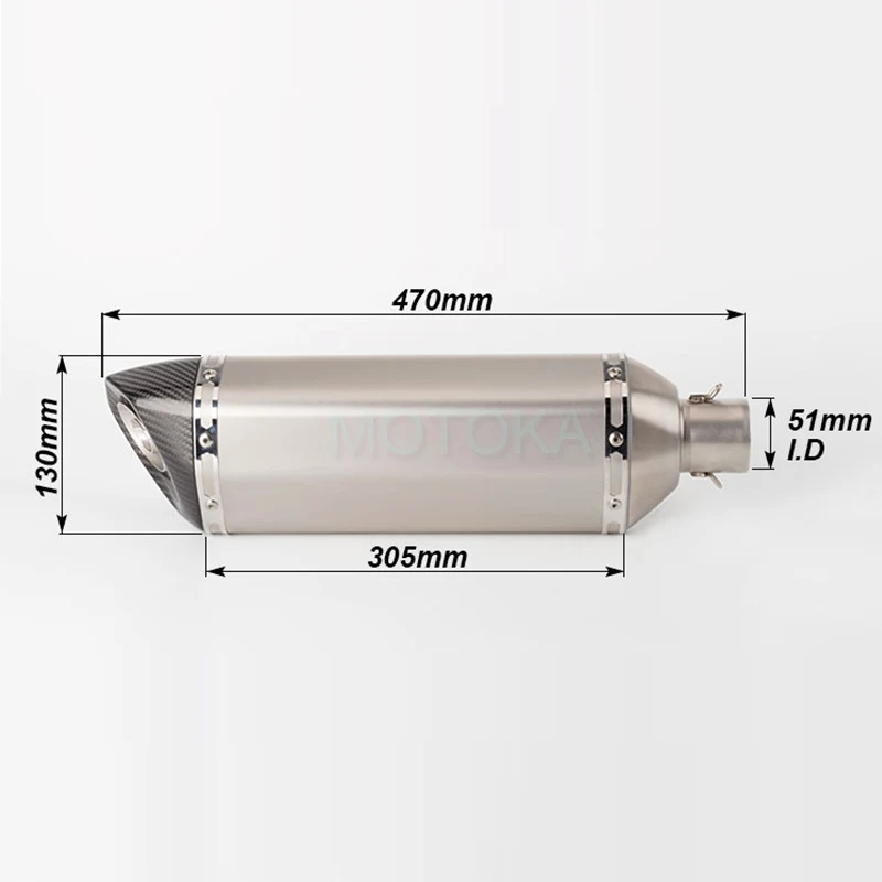 Лазерный универсальный мотоцикл Akrapovic выхлопная труба на входе 51 мм длина 470 мм углеродное волокно наконечник глушитель для TMAX530 SV650 DUKE690 R3
