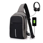 Многофункциональные холщовые сумки для мужчин, повседневная нагрудная Сумочка с USB-разъемом для подзарядки, маленький Мужской Дорожный рюкзак на ремне