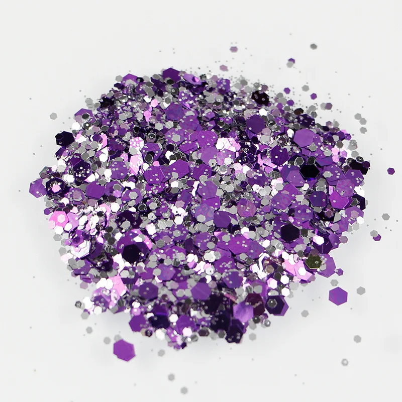 50g/bag Chunky Glitter Nail Sequins Iridescent Flakes Ultra-thin Colorful Mixed Paillette Festival Glitter Cosmetic Face Glitter