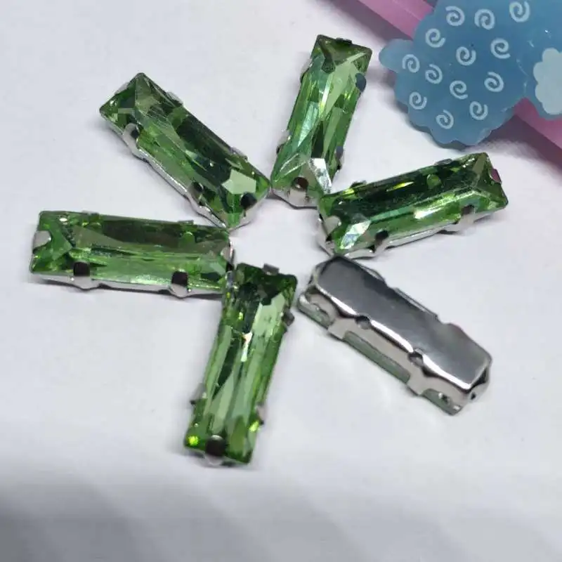 Светло зеленая прямая полоса из хрустального стекла для пошива страз с когтями DIY