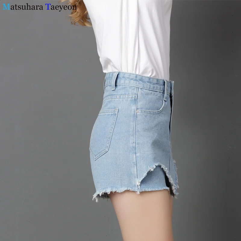 

2018 spring and summer new big code women's jeans skirt, two pieces of short skirt trousers woman Street trendsetter