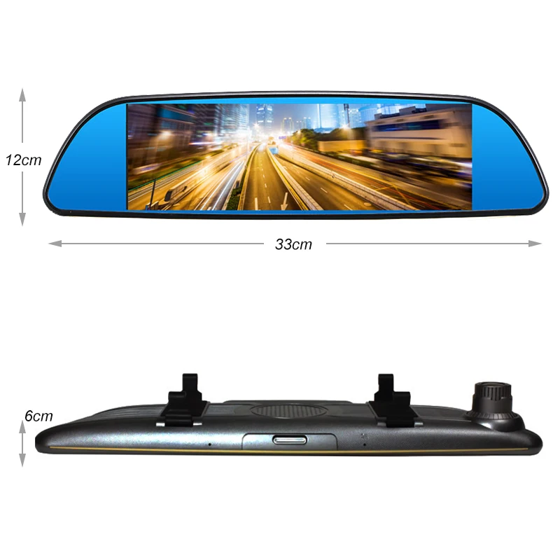 Full HD 1080P 7 Inch IPS Touch Screen Dual Lens Car Camera Rearview Mirror Auto DVR Dash Cam Video Night Vision WDR Imaging | Автомобили и