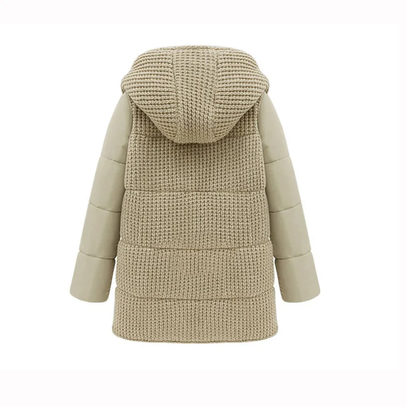 HIJKLNL Plus Size 5XL Women Winter Jacket Coat 2017 Fashion Knitted Patchwork Long Hooded Cotton Parka Mujer campera mujer NA332 | Женская