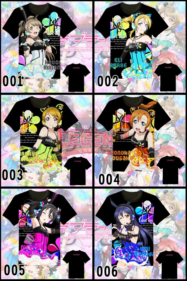 Love Live! Косплей lovelive рубашка Нико ханайо Мики umi kotory nozomi rin eli honoka черная футболка с