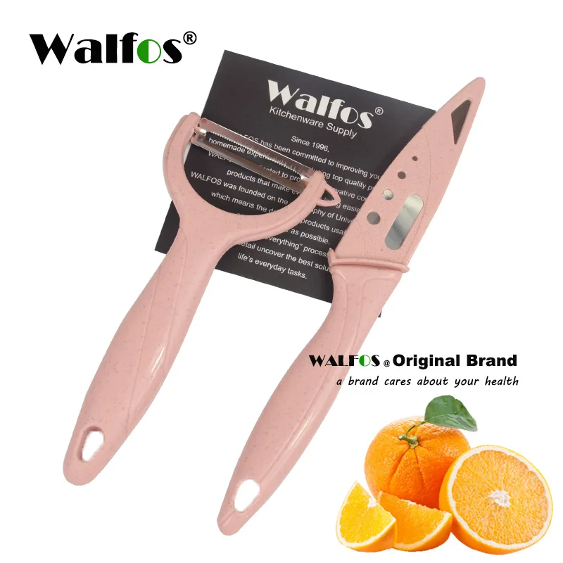 WALFOS Pink WALFOS, Высококачественный нож из нержавеющей стали+ Овощечистка, фруктовый Набор ножей, циркониевый набор кухонных ножей, Овощечистка, ножи - Цвет: WALFOS Pink