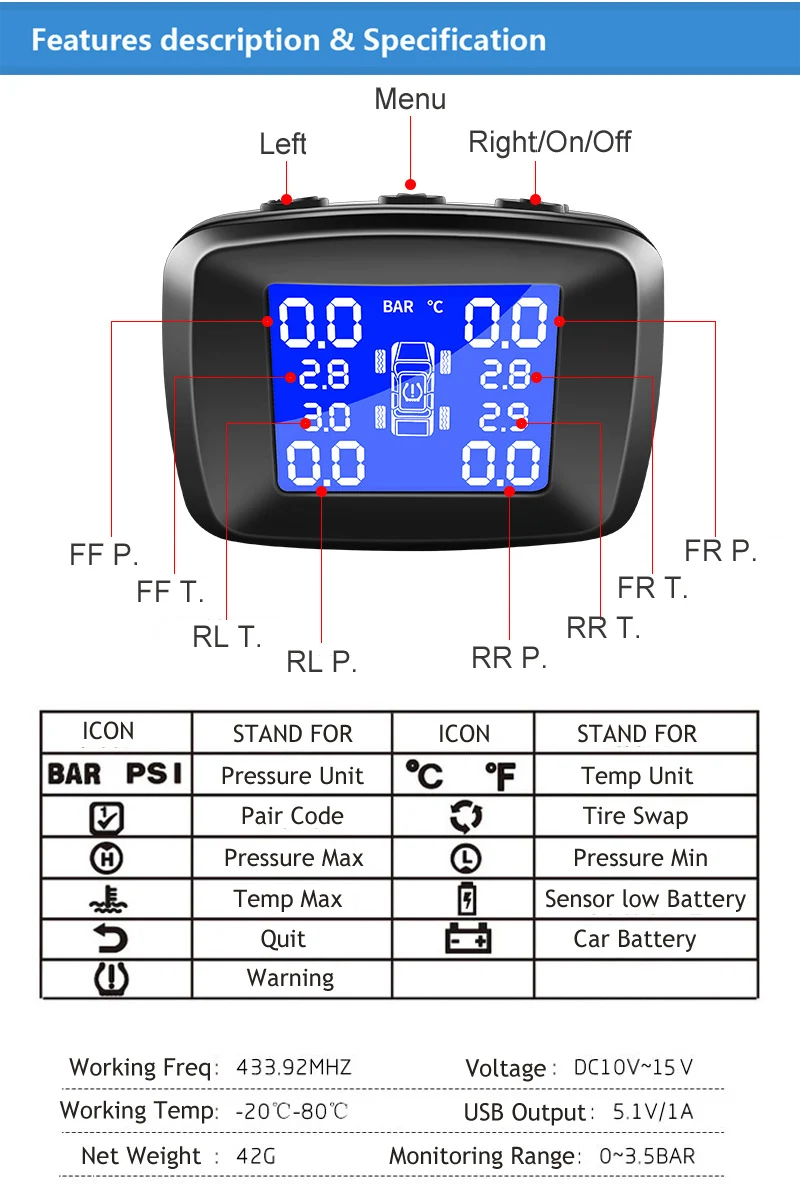 SilverStrong TPMS для Android автомобильный DVD автомобильная система контроля давления в шинах USB датчики давления в шинах Система мониторинга сигнализации 4 шт./комплект