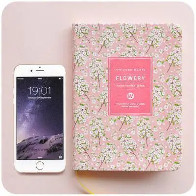 K& KBOOK корейский винтажный блокнот из искусственной кожи А5 А6, блокнот с изображением цветов сакуры, ежедневник, ежедневник, ежемесячный планировщик, Органайзер - Цвет: A5 Pink Flower