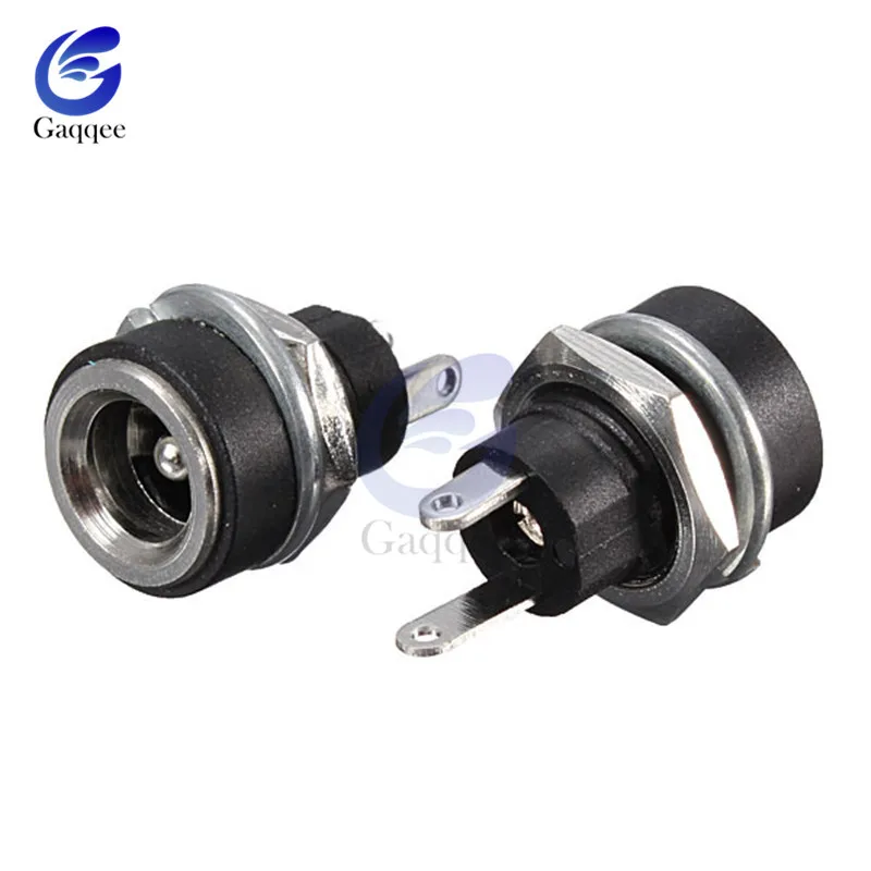 

50Pcs Copper Female Panel Mount Connector 5.5 mm x 2.1mm DC Power Jack Socket Plug Adapter 2 Terminal Types 3A 12v