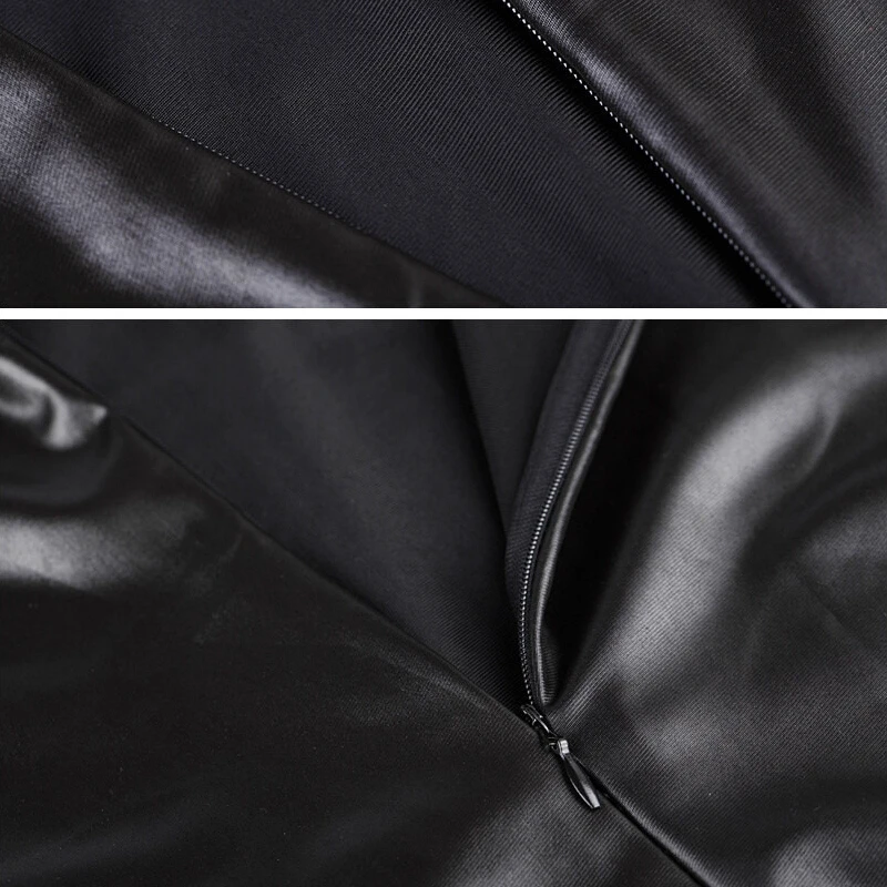 Женское облегающее платье с кожаным внешним видом сексуальное Клубное на осень и