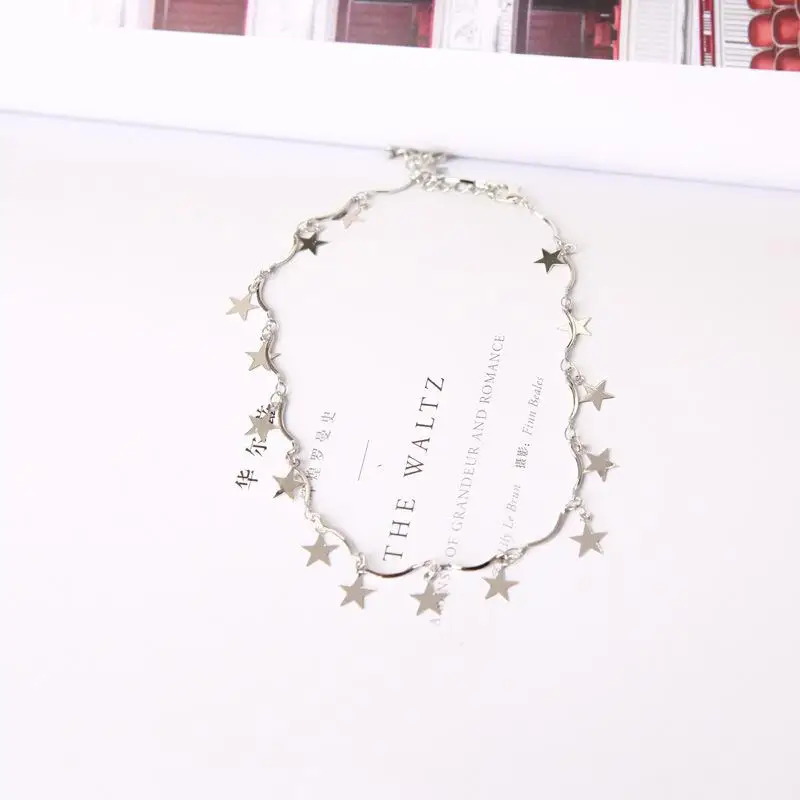 Silver Южная Корея Bijoux тонкая простая звезда цепь ключицы Короткая секция волна ожерелье от производителя массивное ожерелье - Окраска металла: Silver