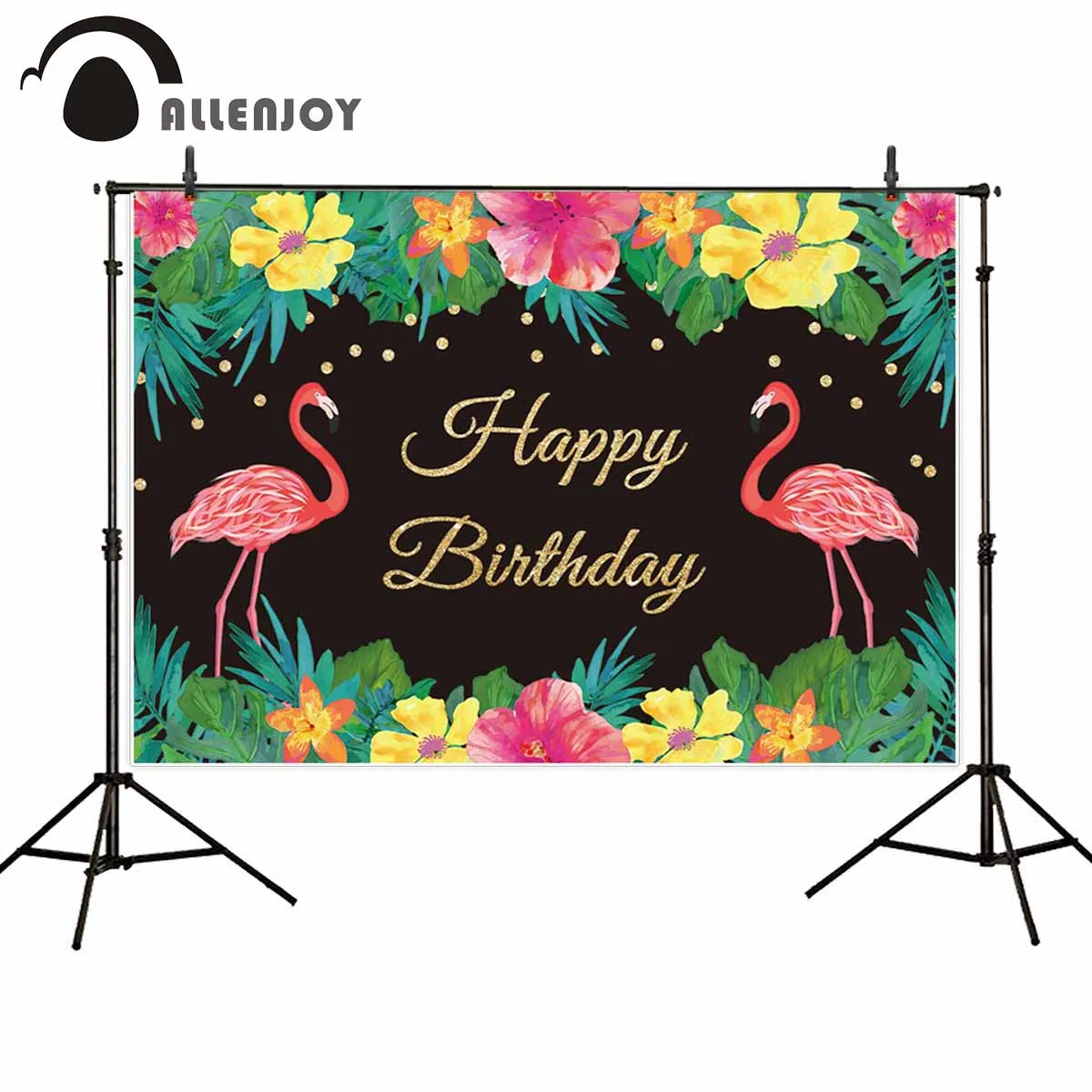 Allenjoy День Рождения фотография фон Фламинго Цветы Листья Детские вечерние