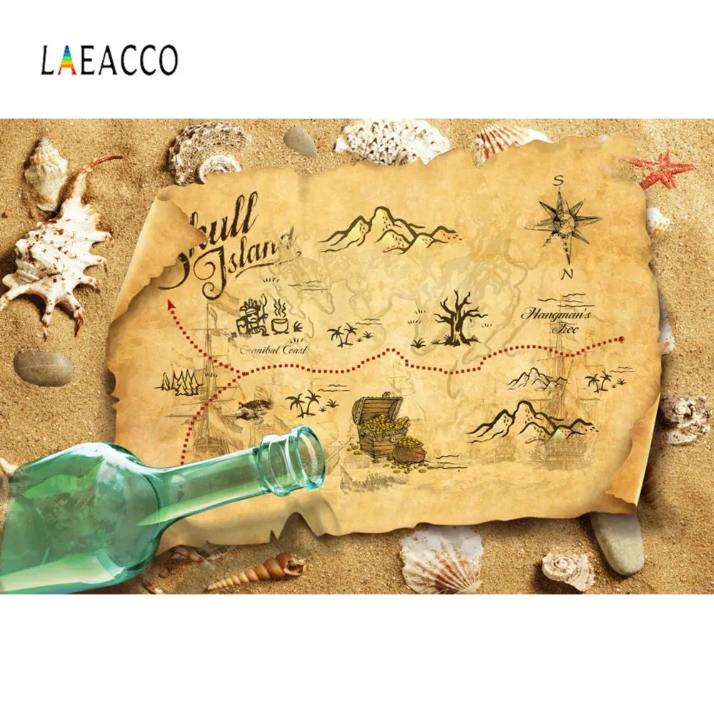 Laeacco фотофоны с тропическим пляжем песком старой картой сокровищ Коралловая