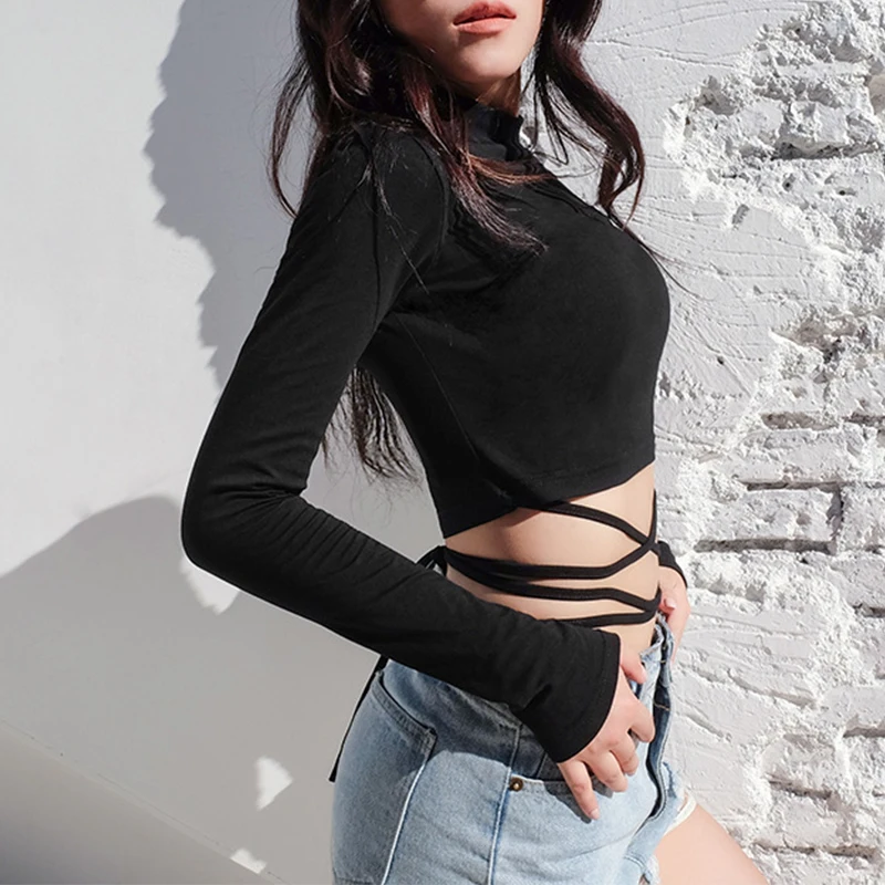 Черный джазовый танцевальный Топ модная одежда для Dj Rave сценическая с длинными